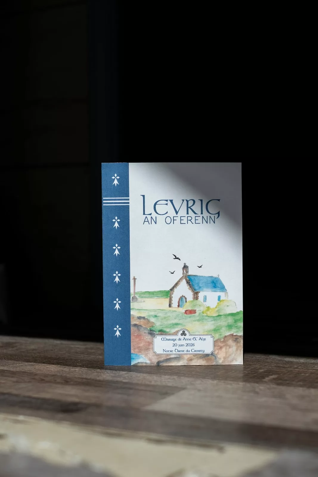 Livret de messe de mariage en breton, chapelle peinte à l'aquarelle et hermines
