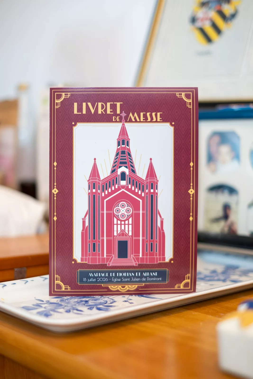 Livret de messe de mariage, église Saint-Julien de Domfront, style Art déco