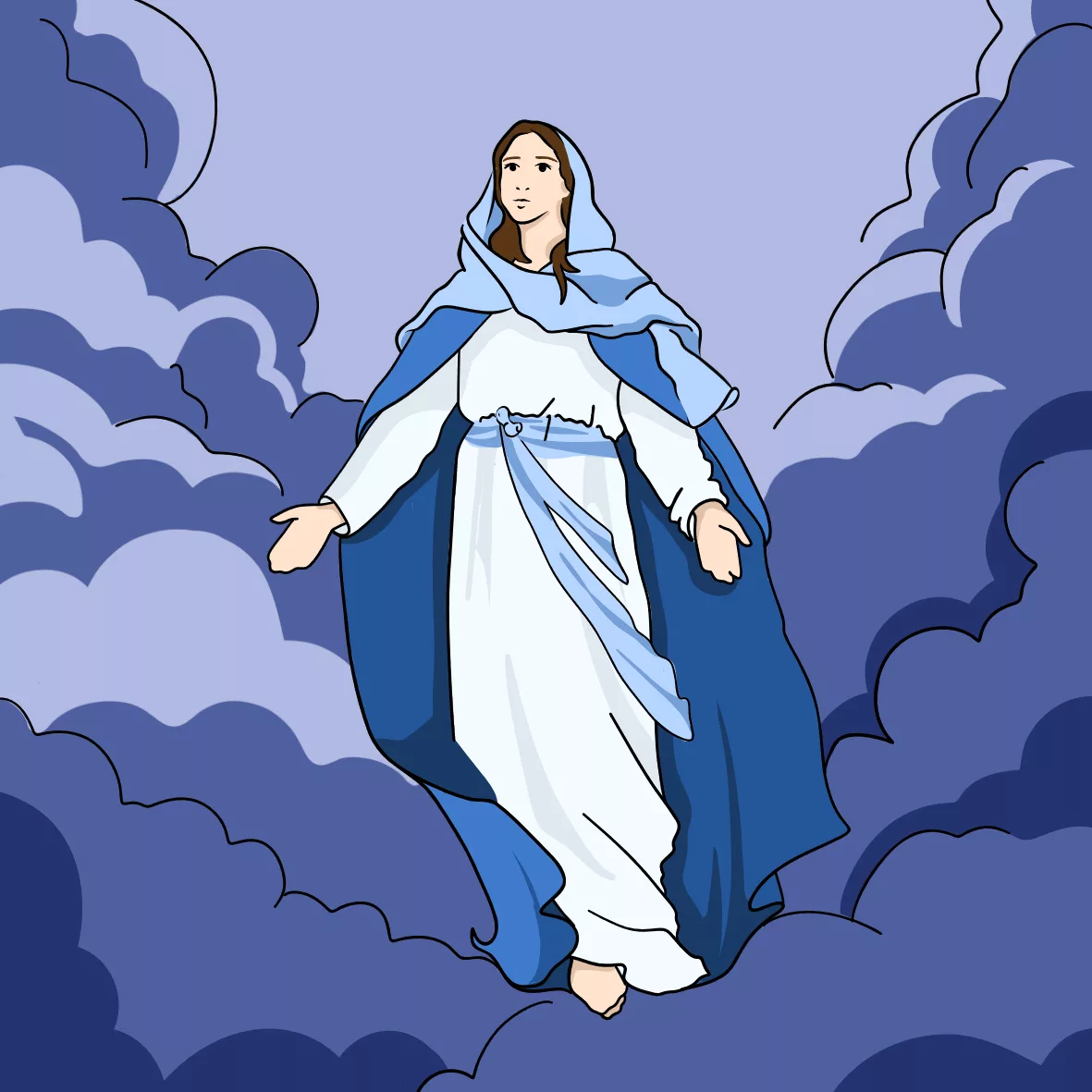 Carte Memoriale : la Vierge Marie dans les nuages